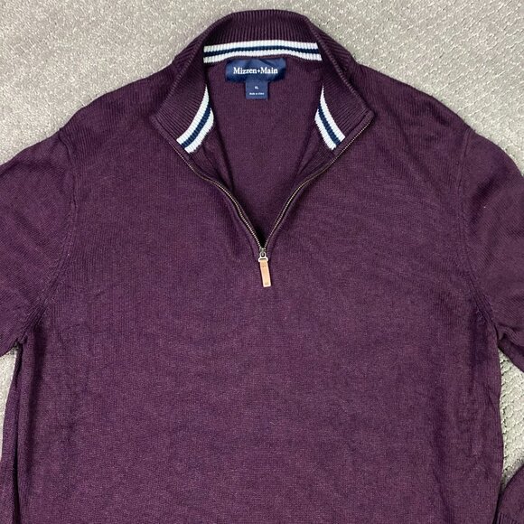 Mizzen Main 1/4 Zip Pullover Sweater Men's XL Purple Quarter Zip Mizzen + Main - Picture 4 of 11
